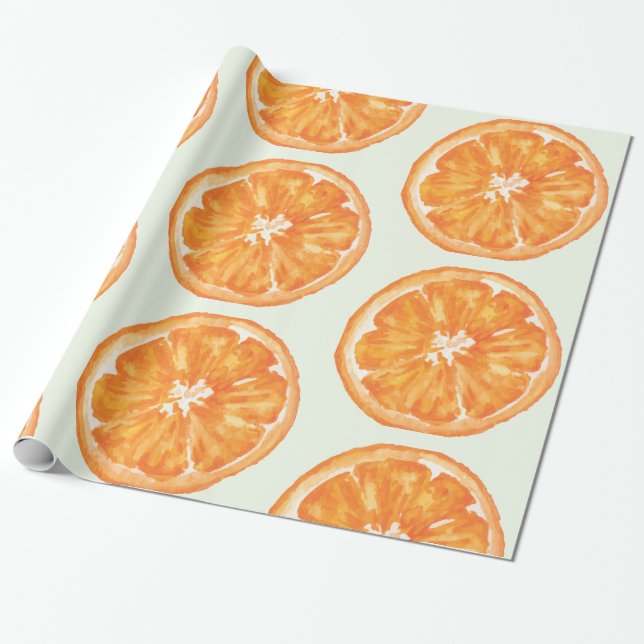 Papier Cadeau Aquarelle orange Motif tranche papier (Déroulé)