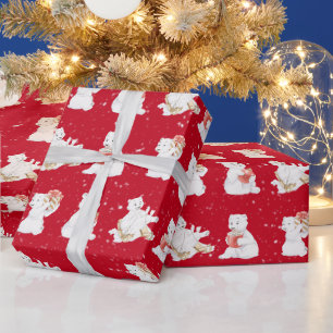 Papier Cadeau Aquarelle Ours Polaires Dans Les Snowflakes