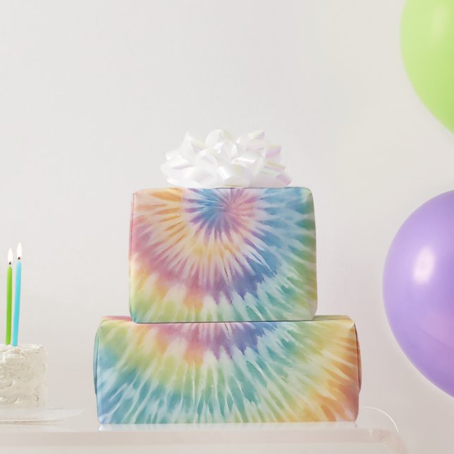 Papier Cadeau Aquarelle Pastel Rainbow Tie Dye (Cadeaux de fête)