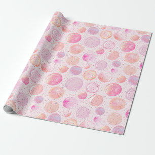 Papier Cadeau Aquarelle Pastel Rose Peach Bubble points de Parti