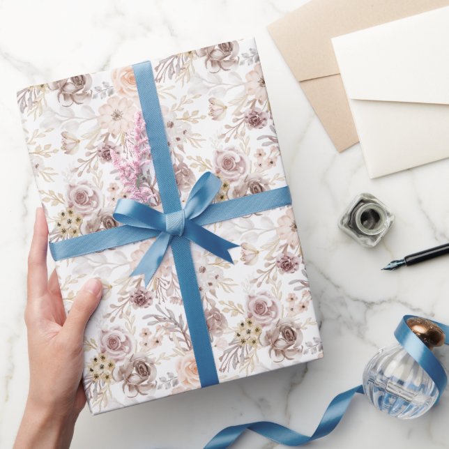 Papier Cadeau Aquarelle Pastel Roses colorés (Cadeaux)