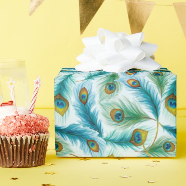 Papier Cadeau Aquarelle Peacock FeatMotif (Fête d'anniversaire)