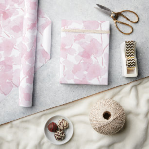 Papier Cadeau Aquarelle peinte à la main de fleurs de cerisier é