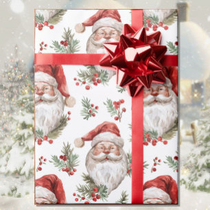 Papier Cadeau Aquarelle Père Noël Noël Pays Cottage