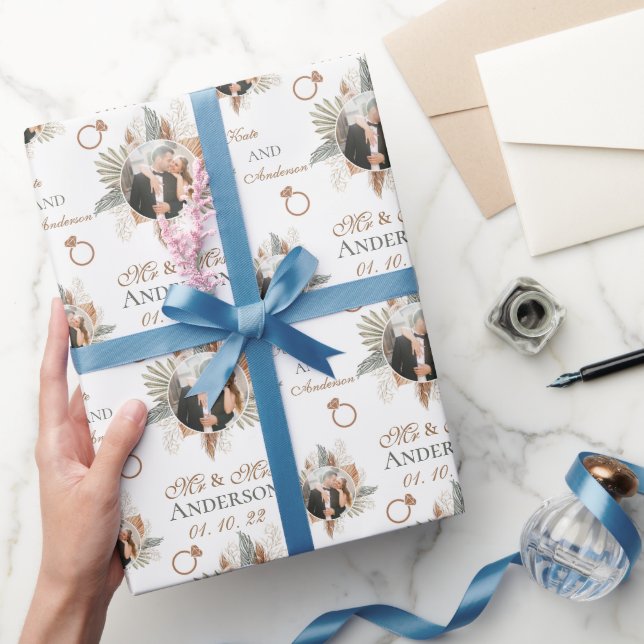 Papier Cadeau Aquarelle personnalisée Floral Bride & Groom (Cadeaux)