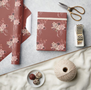 Papier Cadeau Aquarelle personnalisée Floral Thanksgiving