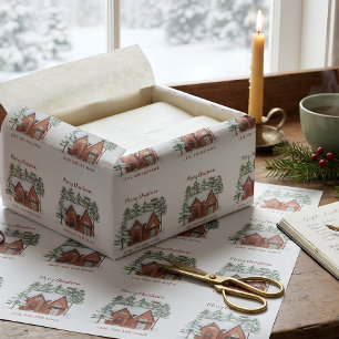 Papier Cadeau Aquarelle personnalisée unique Arbre de Noël nordi