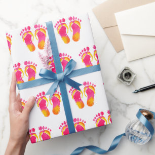 Papier Cadeau Aquarelle Pieds nus et tongs