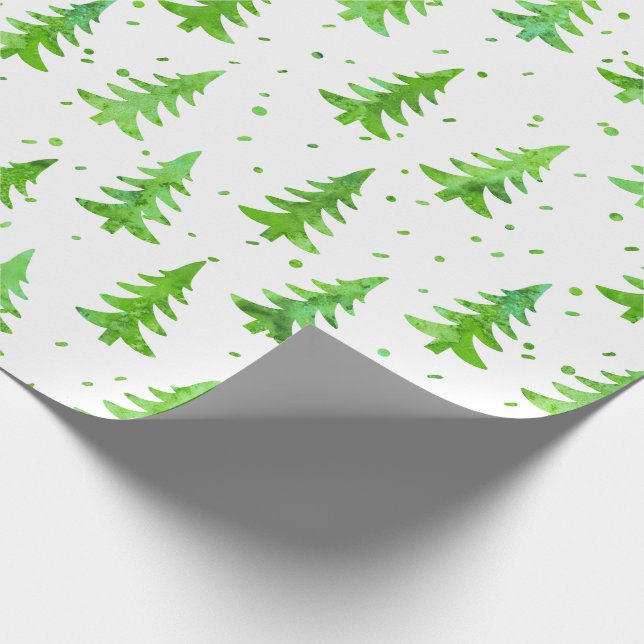 Papier Cadeau Aquarelle Pine Arbres (Coin)