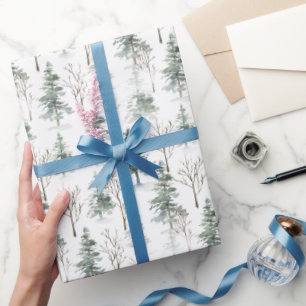 Papier Cadeau Aquarelle Pine Cônes Noël Arbre de Noël