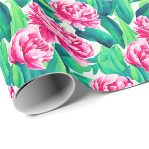 Papier Cadeau Aquarelle Pink Peonis Imprimer