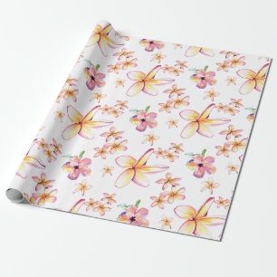 Papier Cadeau Aquarelle Plumeria et papier d'enveloppement d'Hib