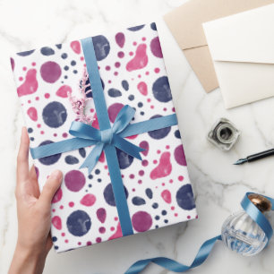 Papier Cadeau Aquarelle Pois irrégulier Motif enveloppement P