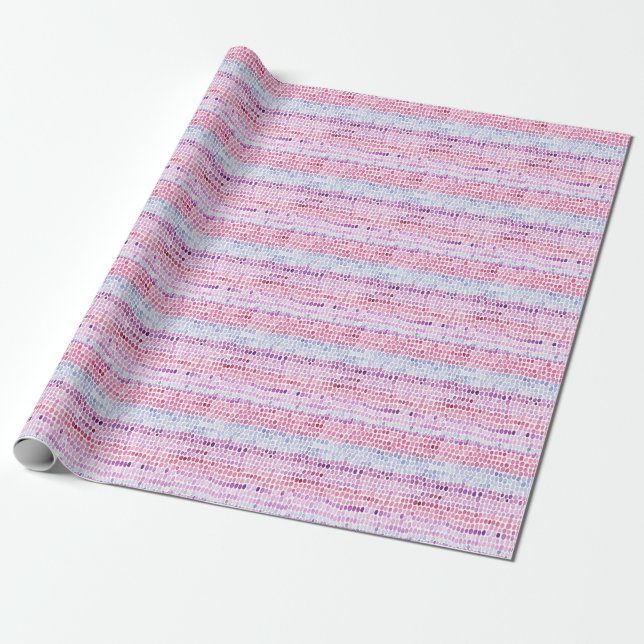 Papier Cadeau Aquarelle rayée : Polka gris rose (Déroulé)