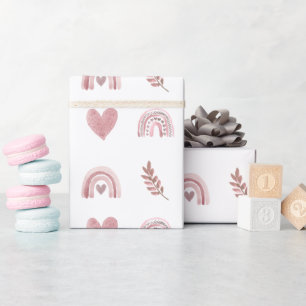 Papier Cadeau Aquarelle rose Boho Arc-en-ciel papier d'enveloppe