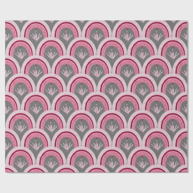 Papier Cadeau Aquarelle Rose Classique Dessinée à la Main (Plat)
