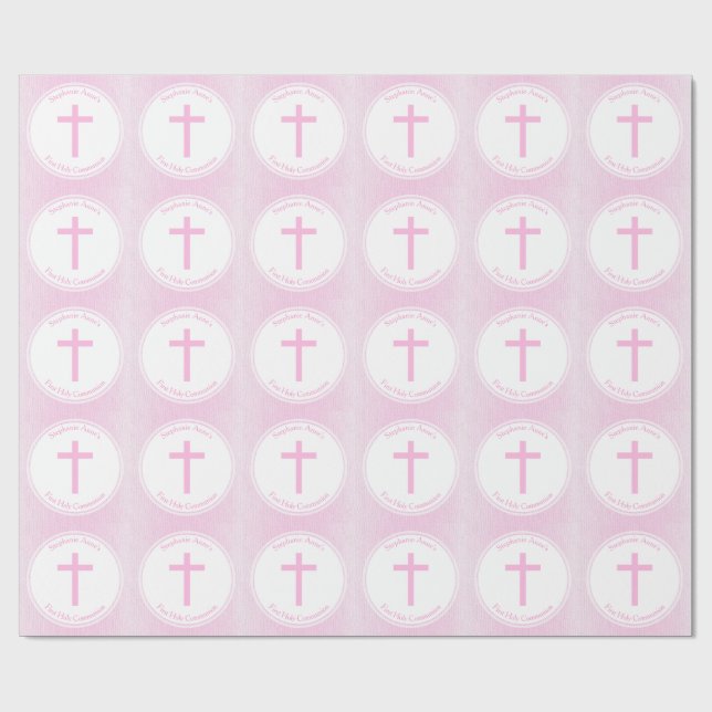 Papier Cadeau Aquarelle rose de communion (Plat)