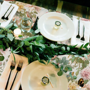 Papier Cadeau Aquarelle rose Floral Oiseau Douche Coureur de tab