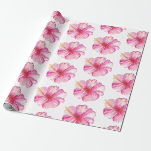 Papier Cadeau Aquarelle rose Tropical Hibiscus Flower