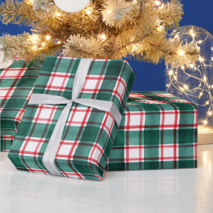 Papier Cadeau Aquarelle Rouge Vert Plaid Noël