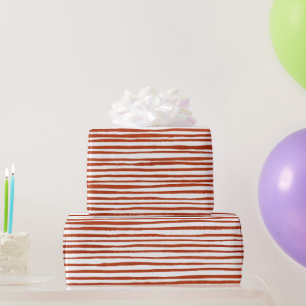 Papier Cadeau Aquarelle rustique Rouge rayures Noël 