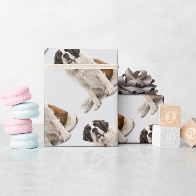 Papier Cadeau Aquarelle Saint Bernard Chien Animaux Animaux Amus (Baby Shower)