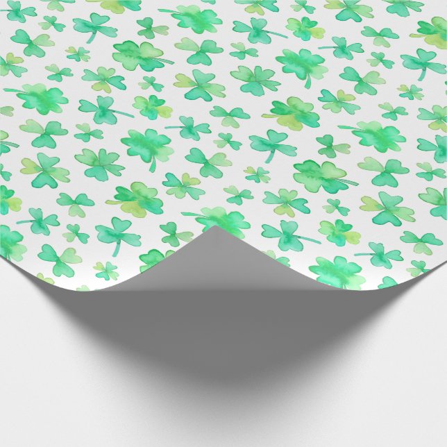 Papier Cadeau Aquarelle Shamrock vert blanc (Coin)