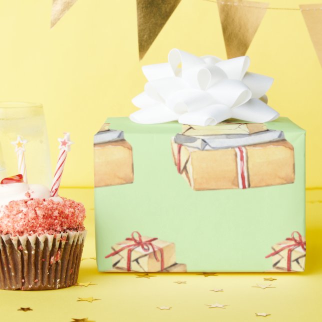 Papier Cadeau Aquarelle simple Cadeaux de vacances d'hiver Vert  (Fête d'anniversaire)