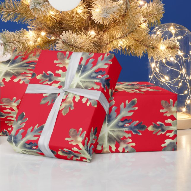 Papier Cadeau Aquarelle Snowflakes, Couleurs Magiques (Vacances)