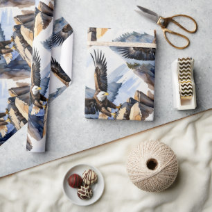 Papier Cadeau Aquarelle Style Aigle à tête plate Cliff