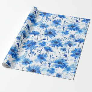 Papier Cadeau Aquarelle Style Cornflower Type Fleur bleue