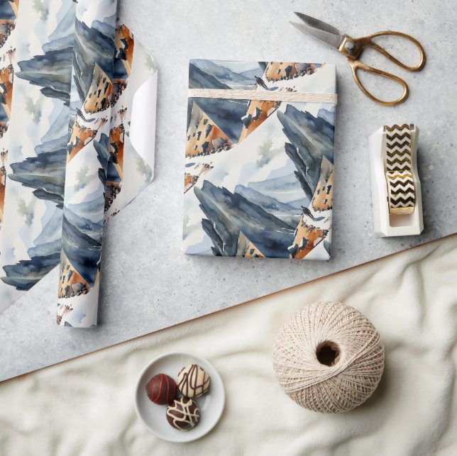 Papier Cadeau Aquarelle Style personne Randonnée Waiking Mountai (Artisanat)