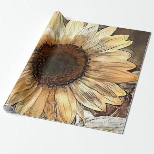 Papier Cadeau Aquarelle Sunflower Collection élégante