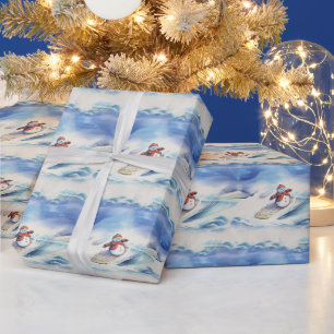 Papier Cadeau Aquarelle Surf Snowman