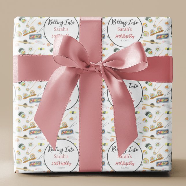 Papier Cadeau Aquarelle Sushi et Sashimi Tout âge Anniversaire N (Créateur téléchargé)