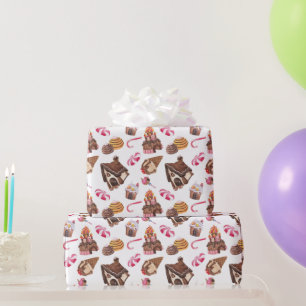 Papier Cadeau Aquarelle Sweet Candy Land Motif