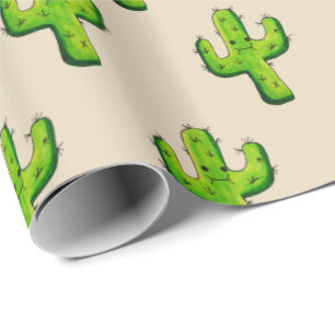 Papier Cadeau Aquarelle tendance Kawaii Cactus