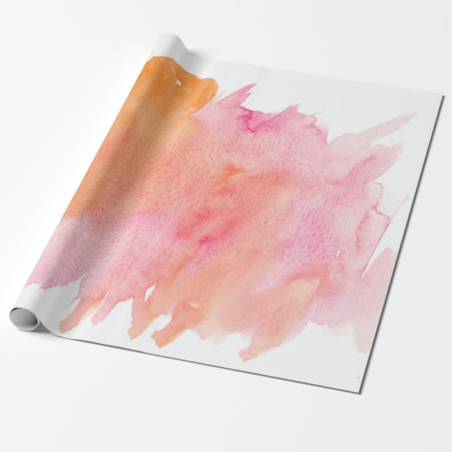 Papier Cadeau Aquarelle texture rose orange (Déroulé)