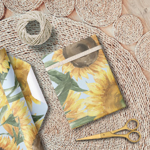 Papier Cadeau Aquarelle Tournesol Fleur Floral