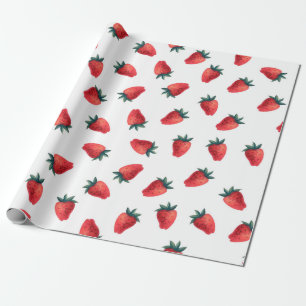Papier Cadeau Aquarelle transparente motif avec fraises