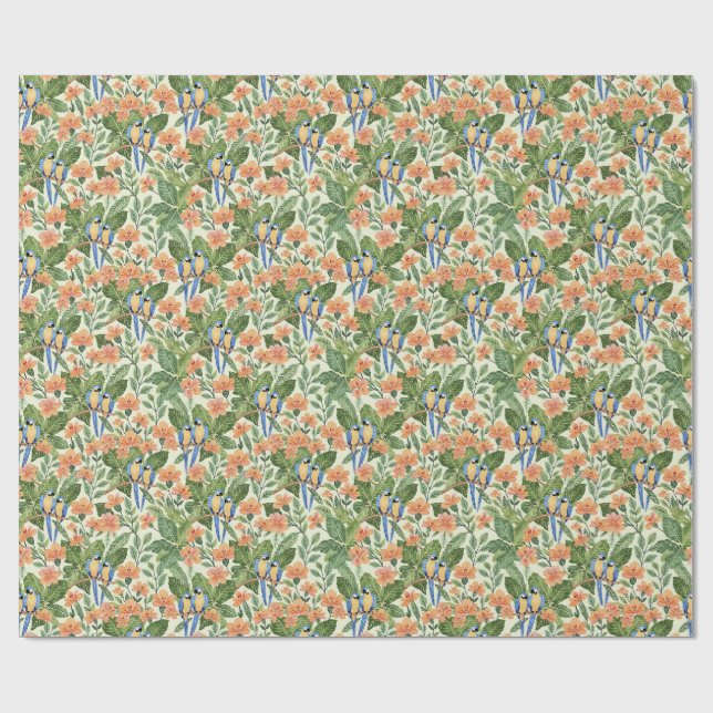 Papier Cadeau Aquarelle tropicale de la Jungle de Macaw (Plat)