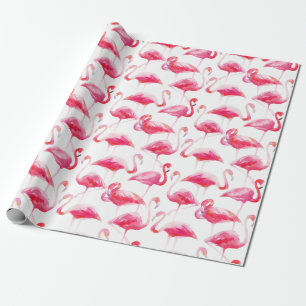 Papier Cadeau Aquarelle tropicale Flamingo rose pâle