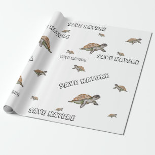 Papier Cadeau Aquarelle Turtle Sauver la nature