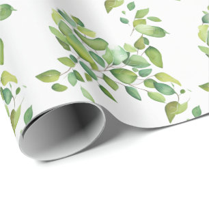 Papier Cadeau Aquarelle vert eucalyptus feuillage vert
