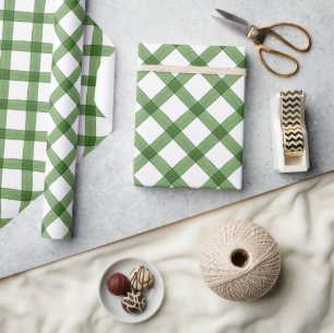 Papier Cadeau Aquarelle Vert Plat Noël
