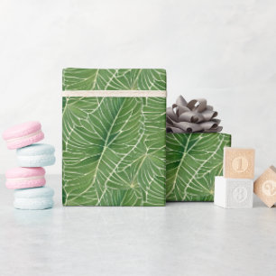 Papier Cadeau Aquarelle verte Feuille Motif