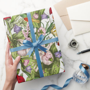 Papier Cadeau Aquarelle Vintage colorée Motif floral