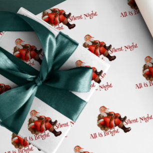 Papier Cadeau Aquarelle Vintage Élégant Père Noël Motif