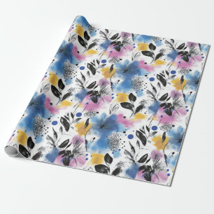 Papier Cadeau Aquarelle vintage Floral Abstrait Motif (13)