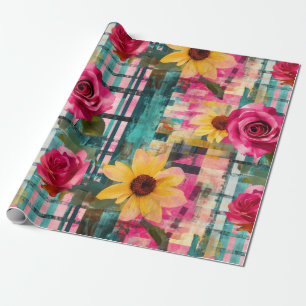 Papier Cadeau Aquarelle vintage Floral Abstrait Motif (16)